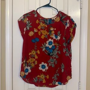 Red floral top